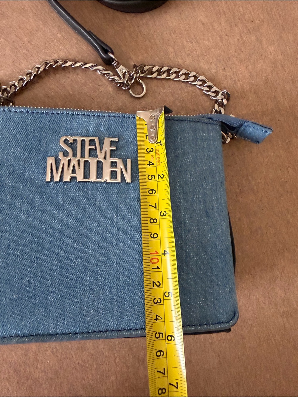 Steve Madden Denim Blue Crossbody with Chain & Leather Strap - Picture 3 of 6